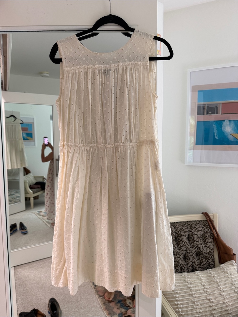 Marc Jacob’s midi Sleeveless Cream Eyelet Sundress